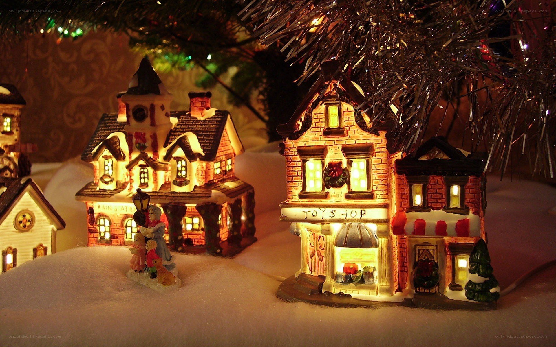 Christmas village under tree