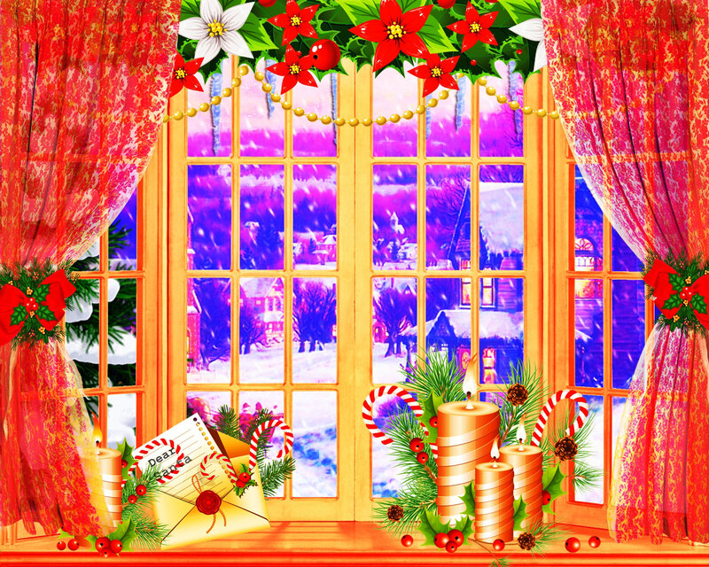 Christmas Window Display — Red, Festive