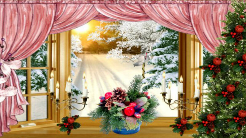 Christmas Window Display — Red, Festive, Winter