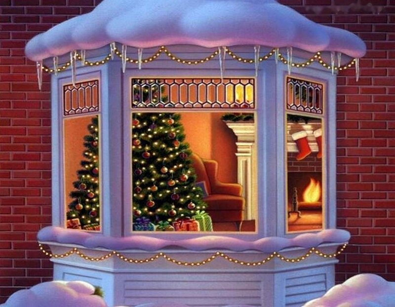Christmas Window Display — White, Cozy