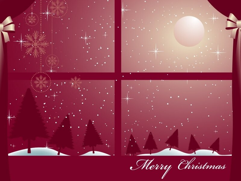 Christmas Window View — Red