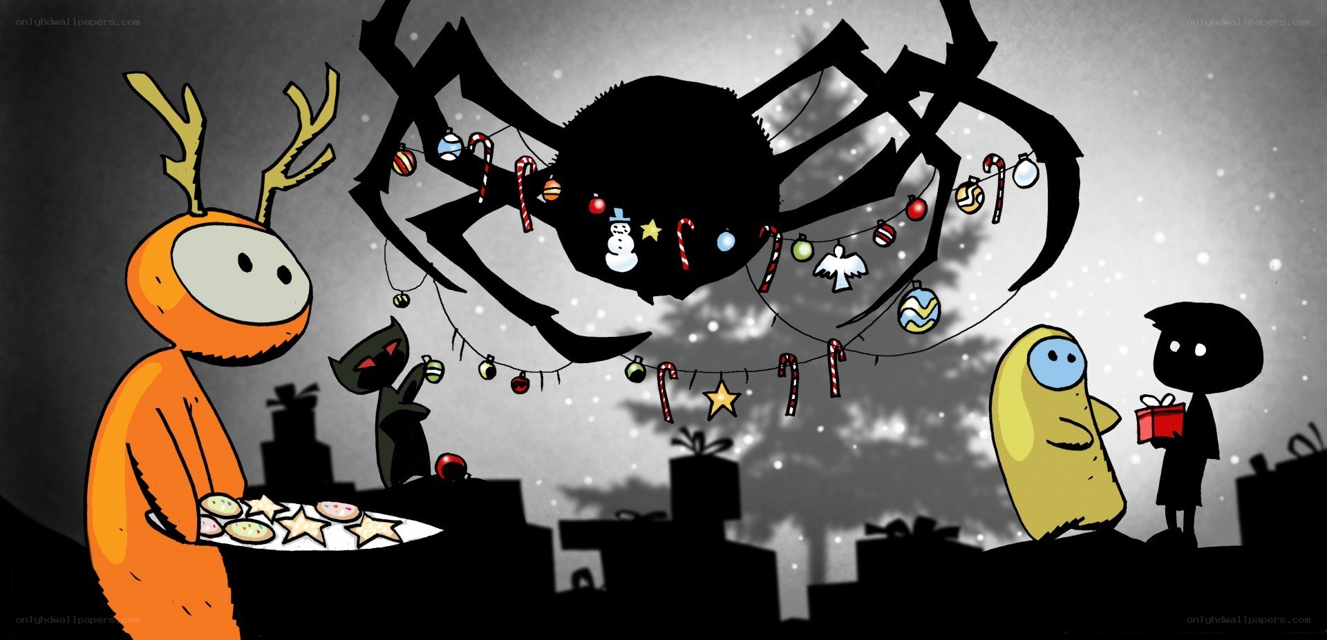 Christmas with cartoon characters