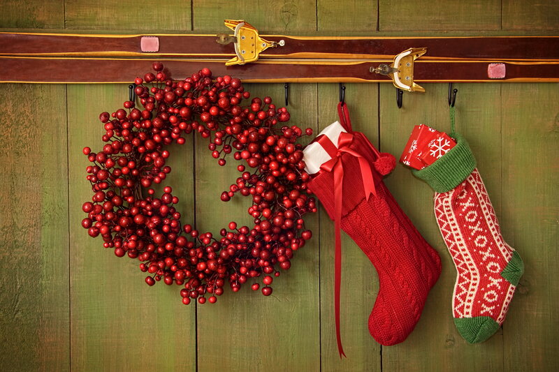 Christmas Wreath and Stockings