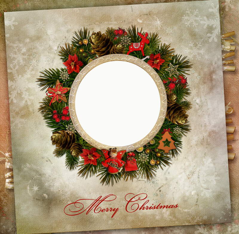 Christmas Wreath Frame — Green, Festive, Winter
