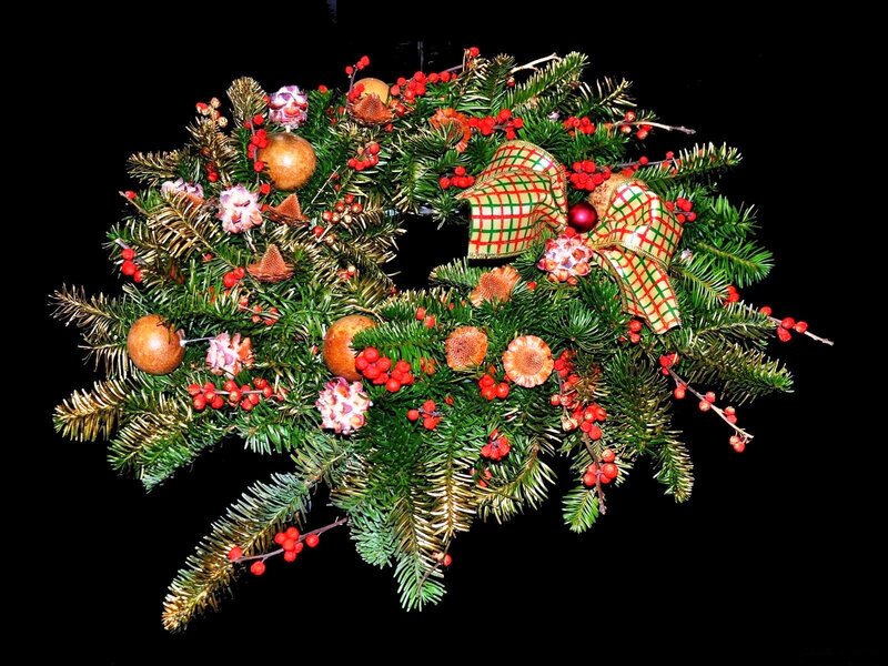 Christmas Wreath — Green, Festive, Winter, Photograph