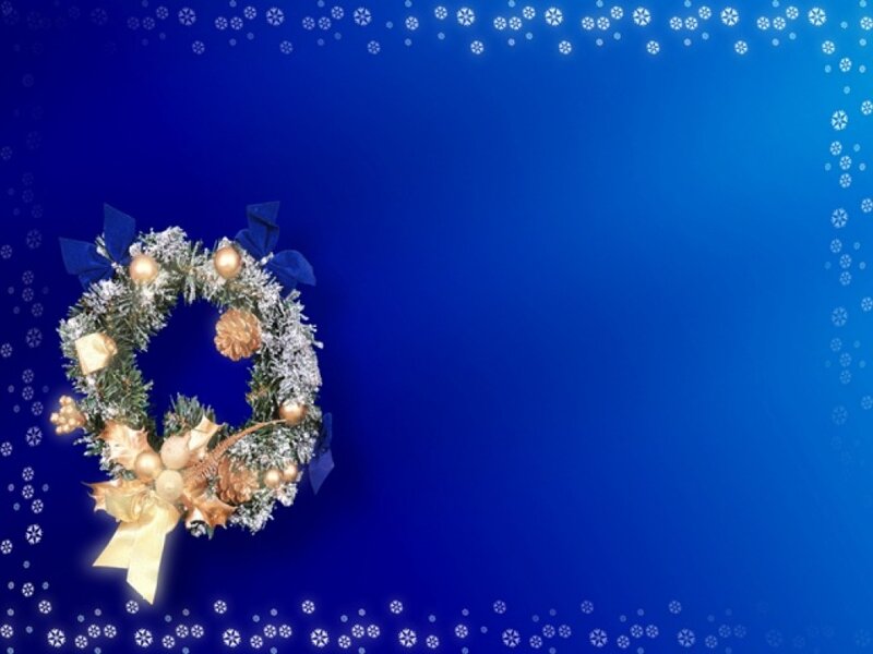 Christmas Wreath on Blue