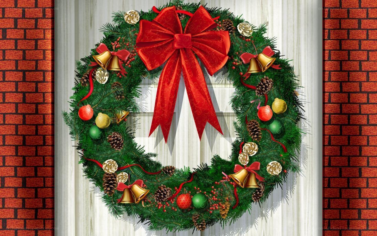 Christmas wreath on door