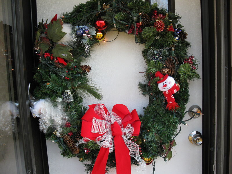 Christmas wreath on front door