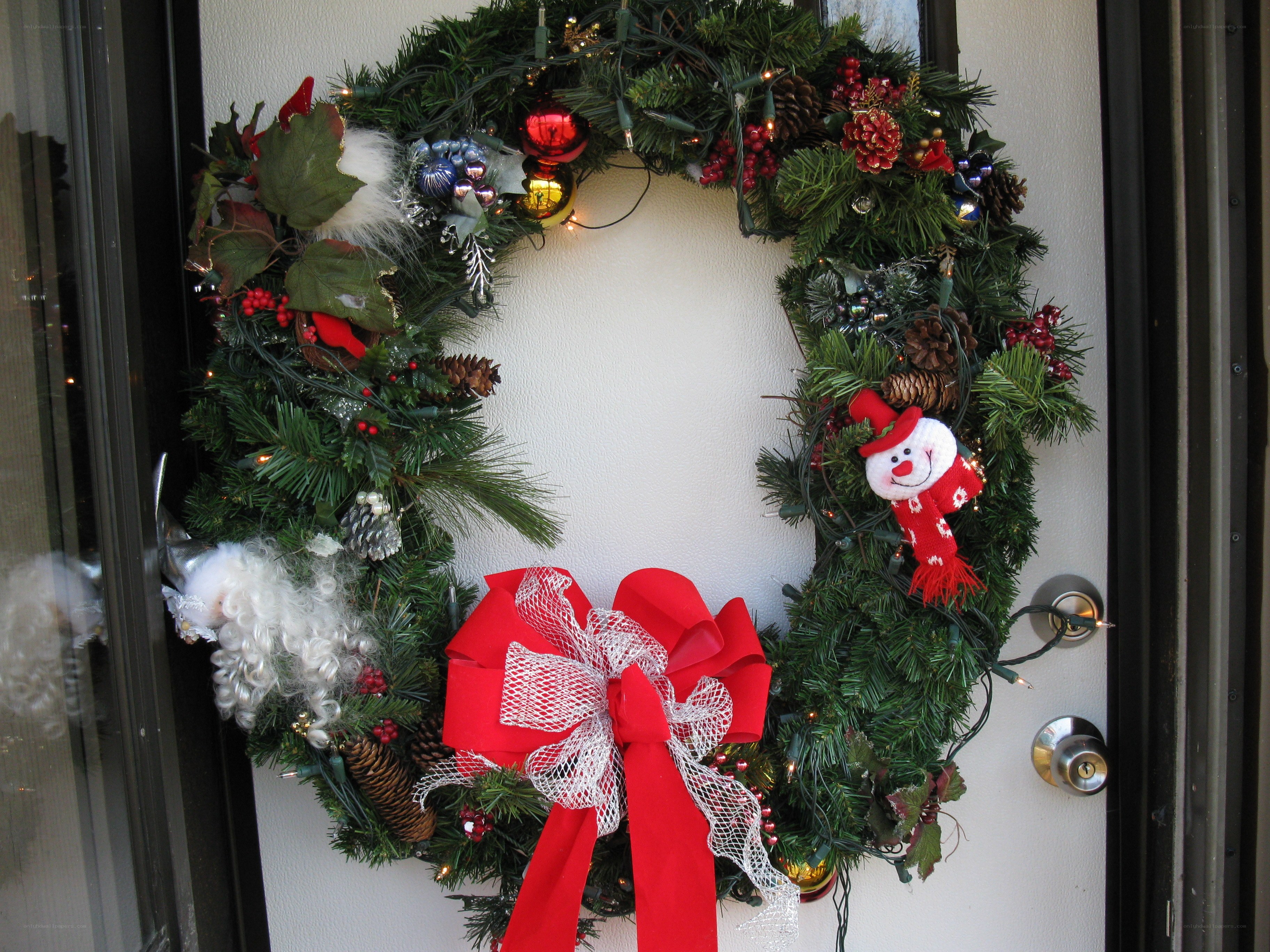 Christmas wreath on front door