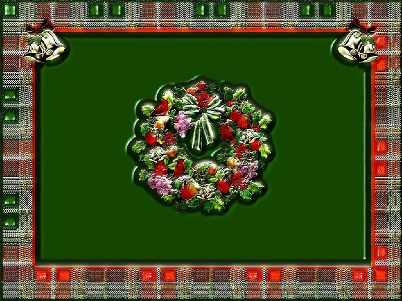 Christmas Wreath on Green