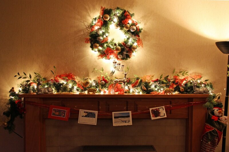 Christmas Wreath on Mantel