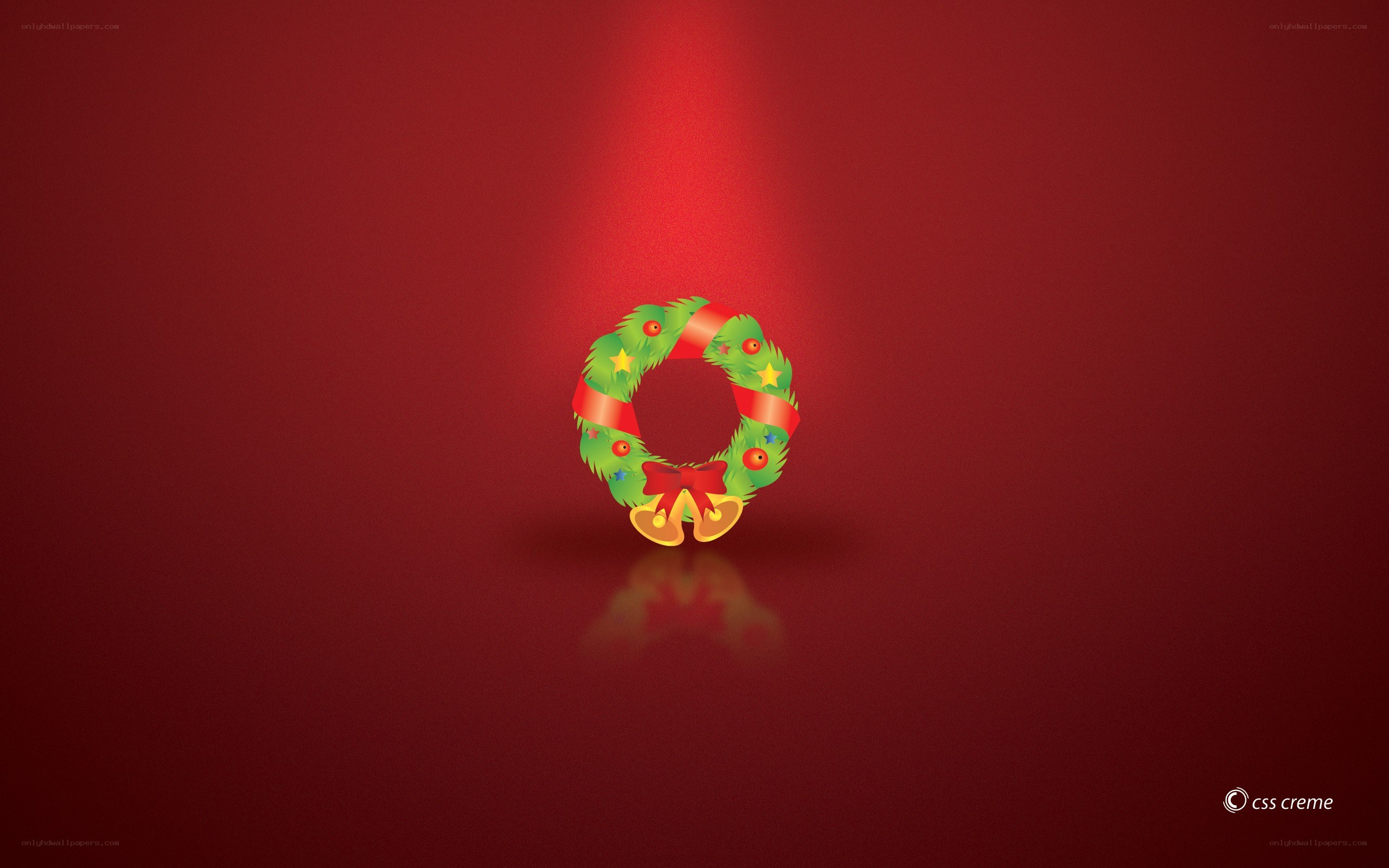 Christmas wreath on red background
