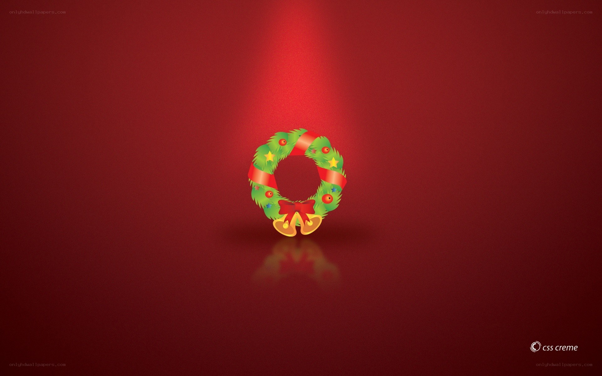Christmas wreath on red background