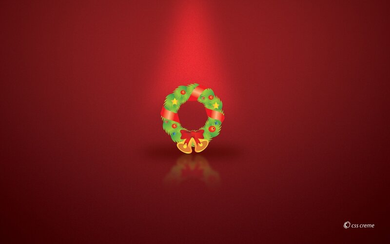 Christmas Wreath — Red, Festive, Digital Art