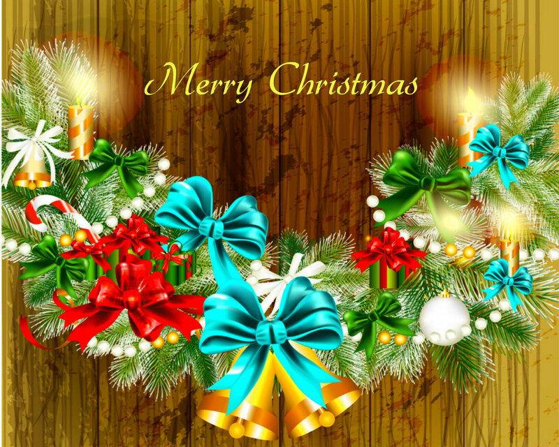 Christmas Wreath with Bells — Green