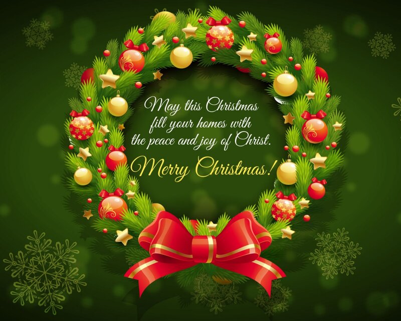 Christmas Wreath with Bow — Green, Festive, Winter, Illustration
