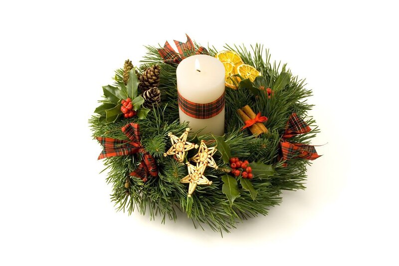Christmas wreath with candle