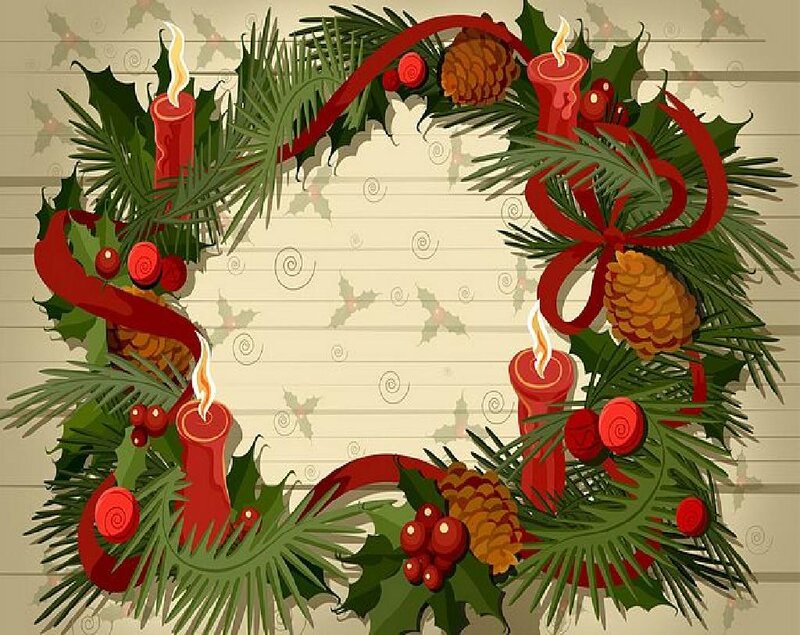Christmas Wreath with Candles — Green