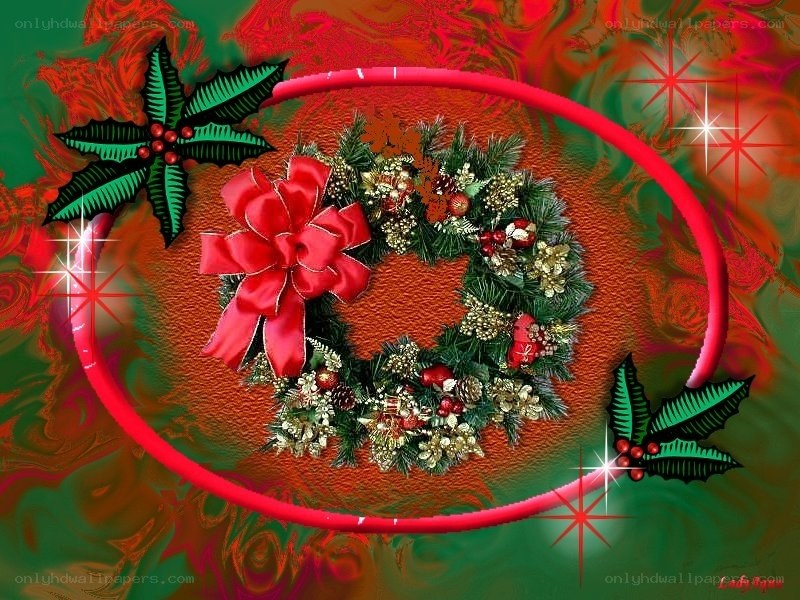 Christmas wreath with holly