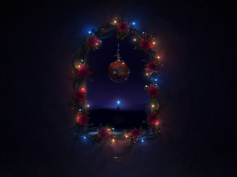 Christmas Wreath with Ornament — Dark Blue, Festive
