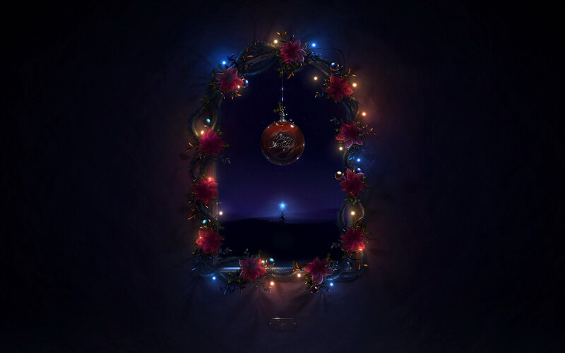 Christmas Wreath with Ornament — Dark Blue, Serene