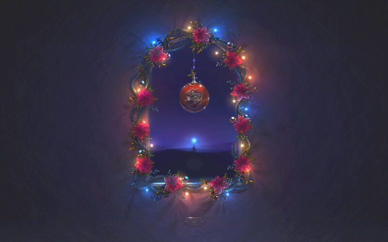 Christmas Wreath with Ornament — Purple