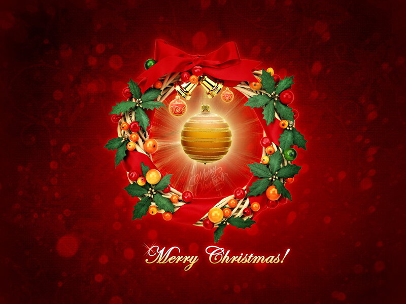 Christmas Wreath with Ornament — Red, Festive, Winter