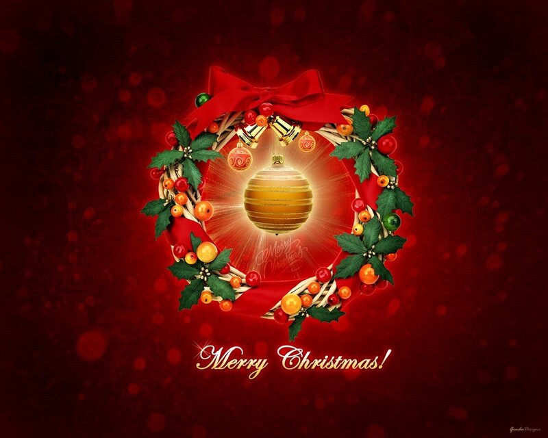 Christmas Wreath with Ornament — Red