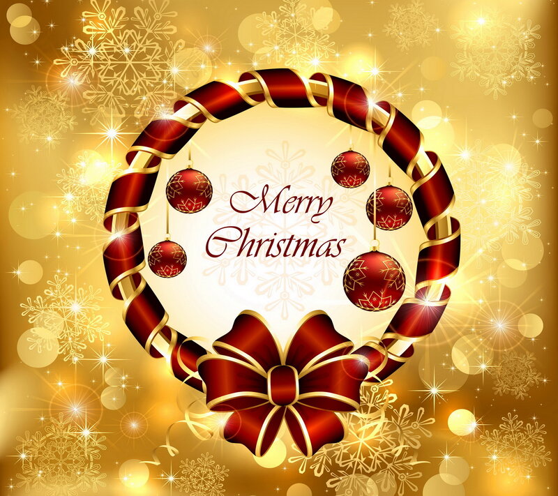 Christmas Wreath with Ornaments — Gold