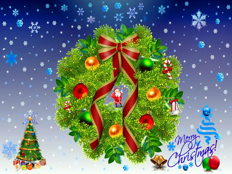 Christmas Wreath with Ornaments — Green, Festive, Winter