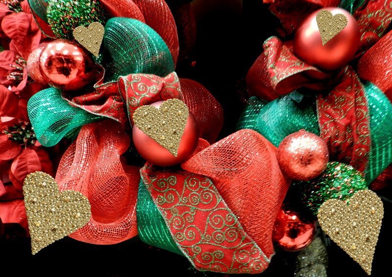 Christmas Wreath with Ornaments — Red, Festive, Winter, Photograph