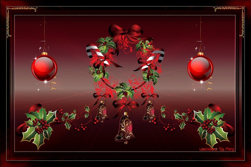 Christmas Wreath with Ornaments — Red, Festive, Winter