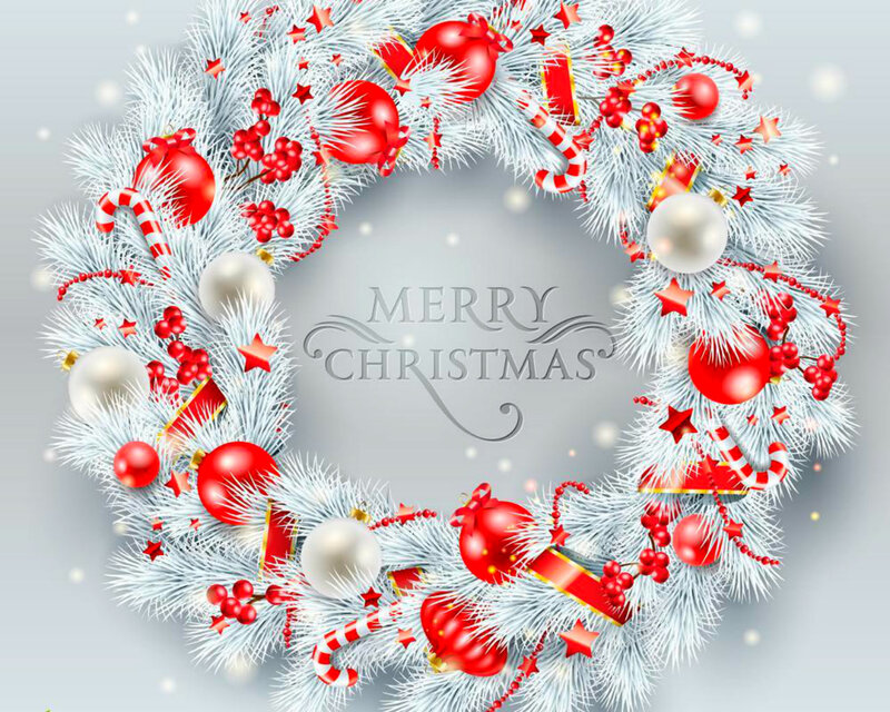 Christmas Wreath with Ornaments — White