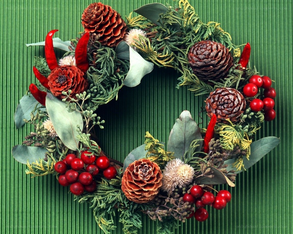 Christmas wreath with pinecones