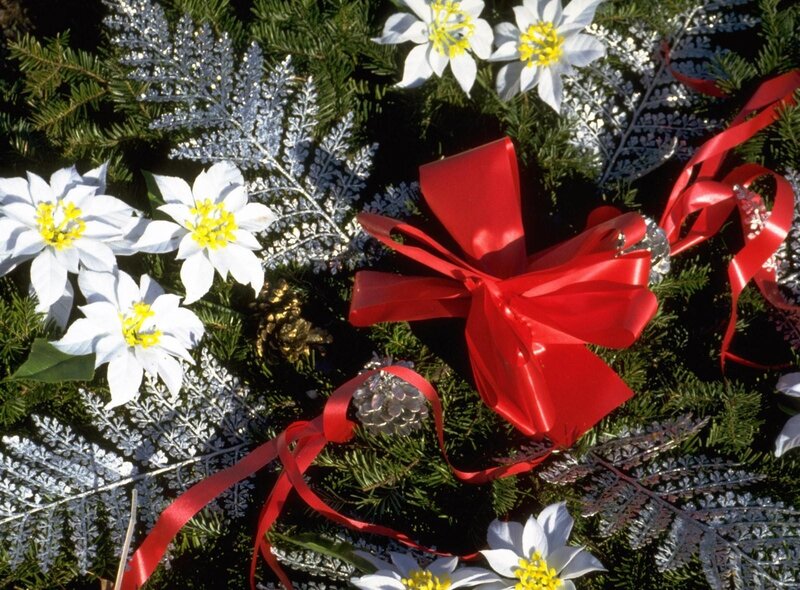 Christmas wreath with red bow
