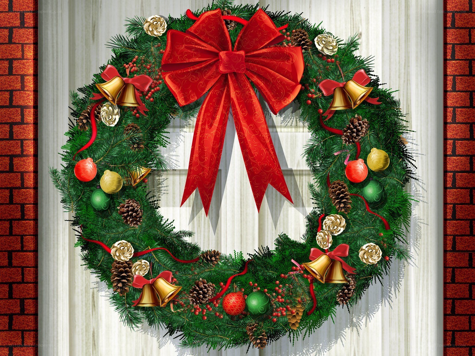 Christmas wreath with red bow