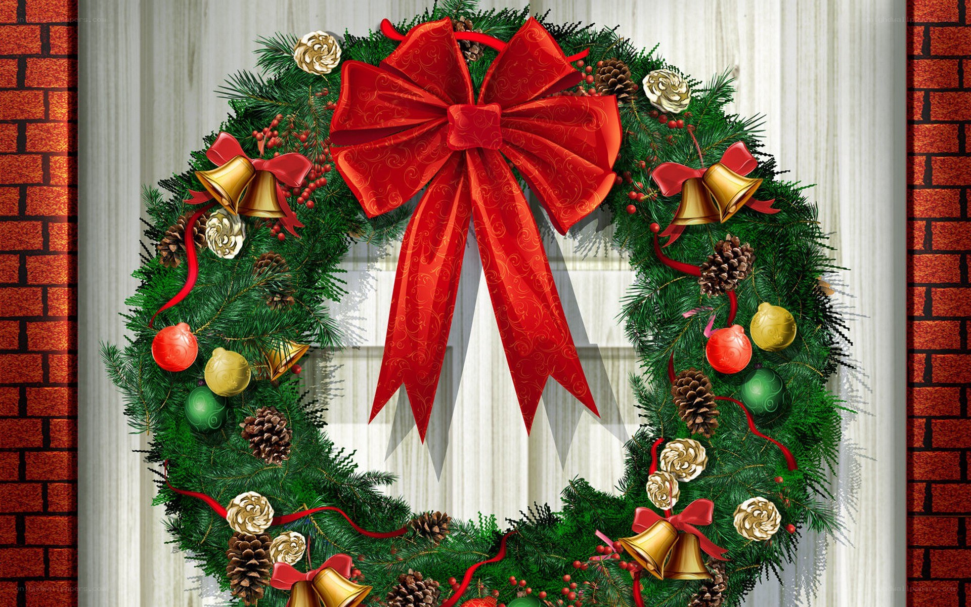 Christmas wreath with red bow