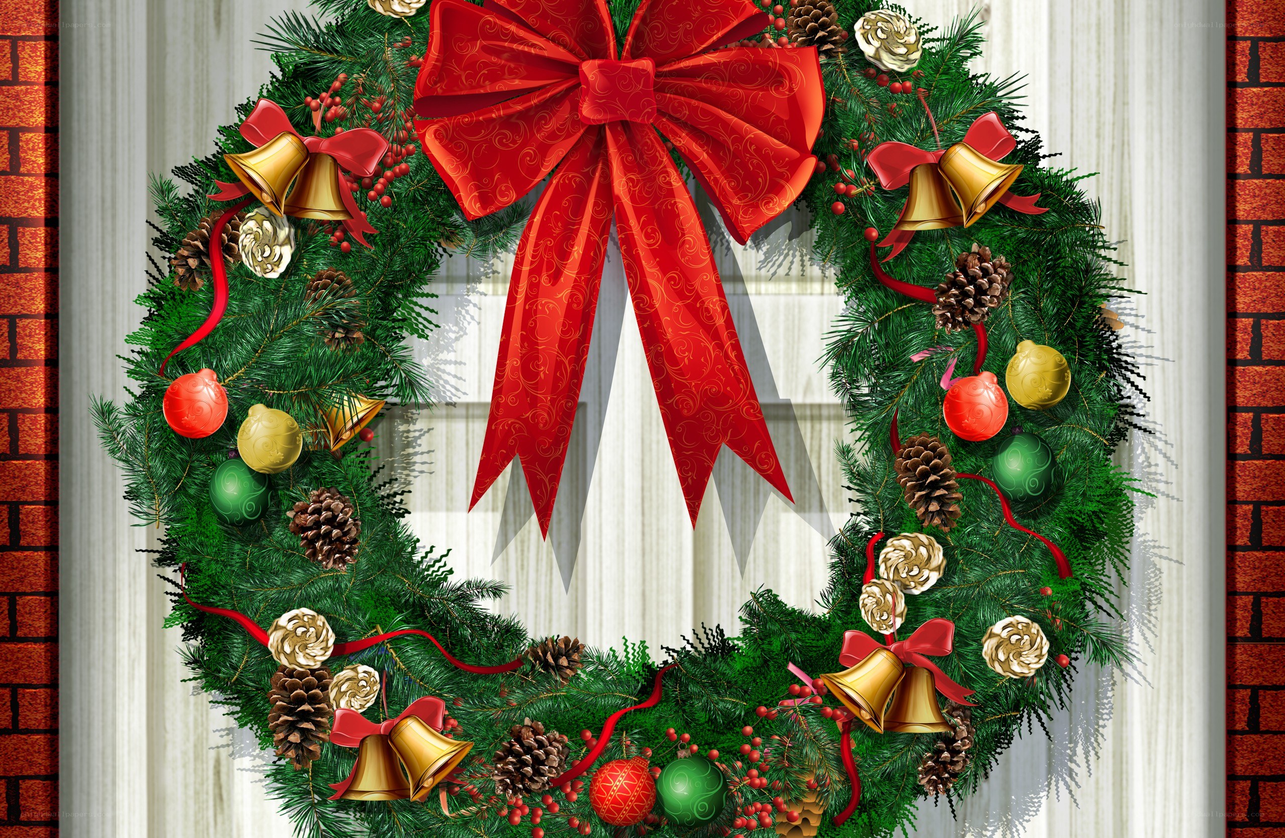Christmas wreath with red bow