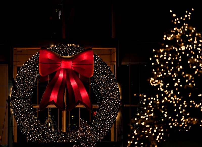 Christmas wreath with red bow