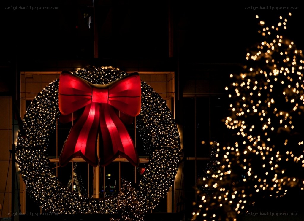 Christmas wreath with red bow
