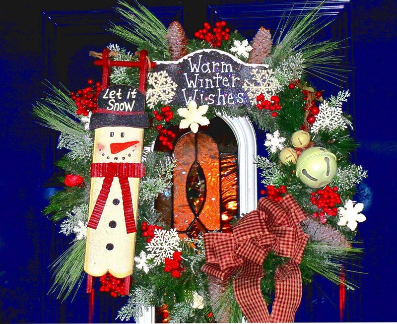 Christmas Wreath with Snowman