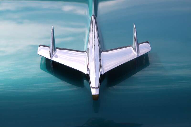 Chrome Airplane Hood Ornament — Blue
