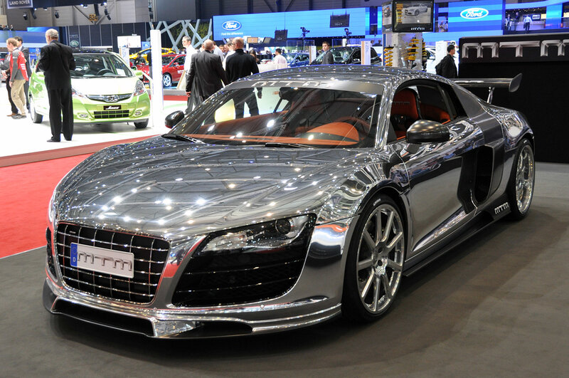 Chrome Audi R8 Sports Car — Silver, Neutral