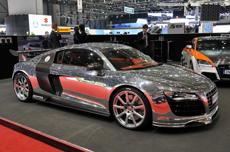 Chrome Audi R8 Sports Car — Silver