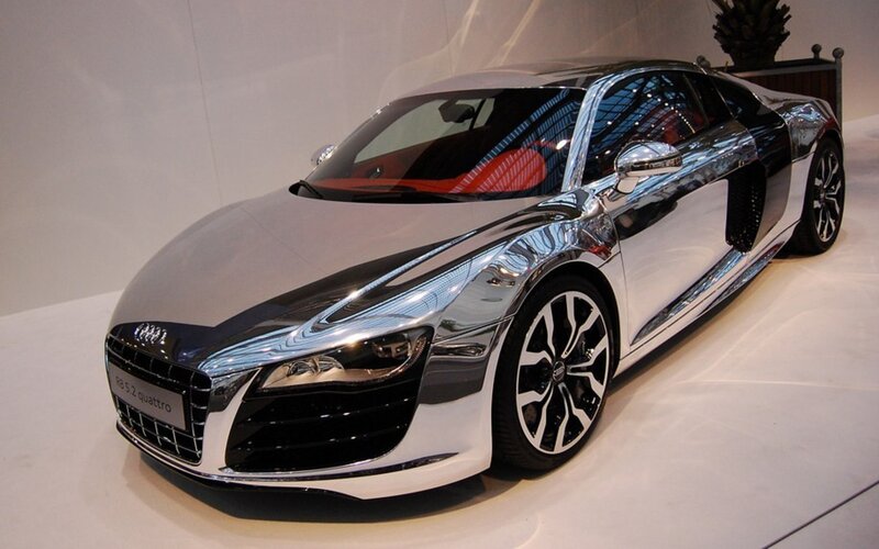 Chrome Audi R8 sports car