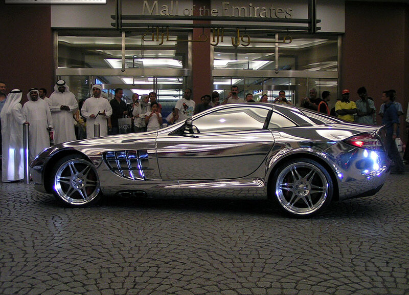 Chrome car at mall entrance