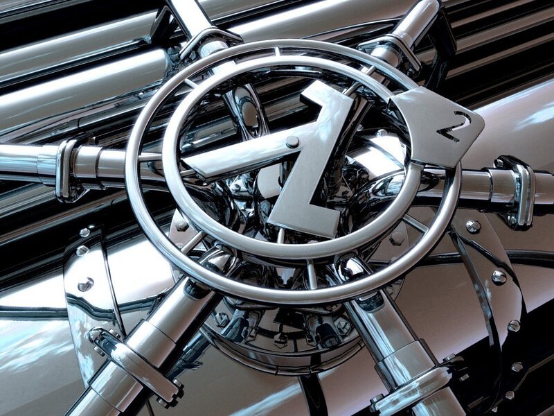 chrome car emblem close-up