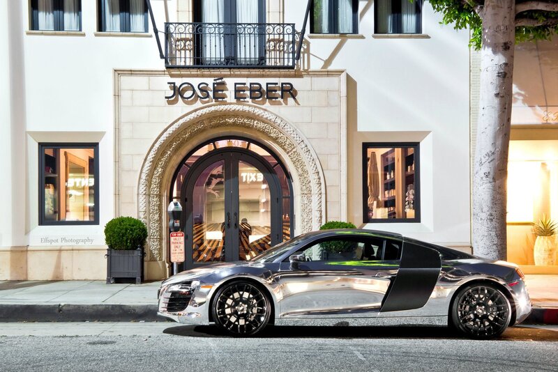 Chrome car outside Jose Eber