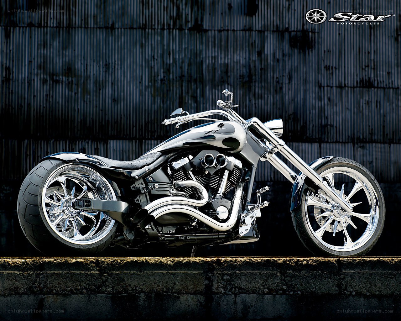 Chrome chopper motorcycle