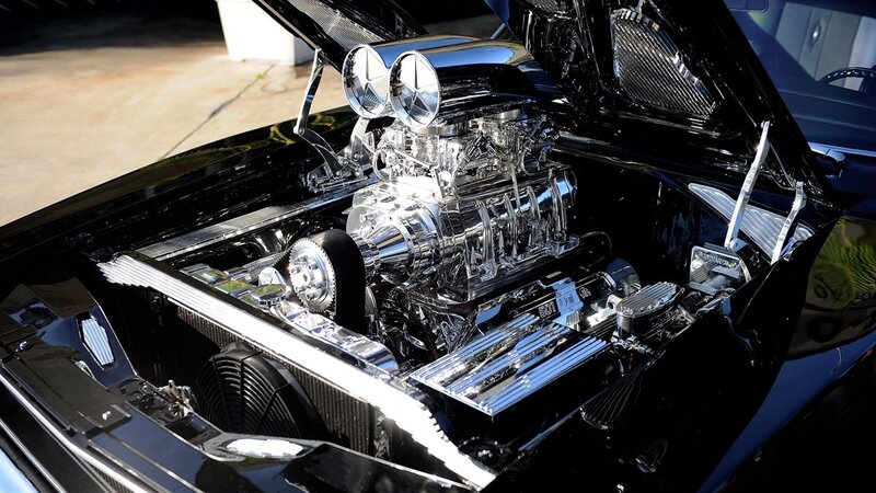 Chrome Engine in Car — Black